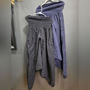 Likemary Convertible Romper Harem Pants Jumpsuit Blue Black Set Of 2 OS Cotton